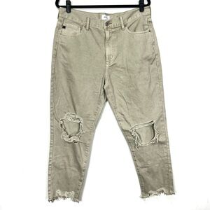 KanCan Tan Cropped Distressed Jeans H20